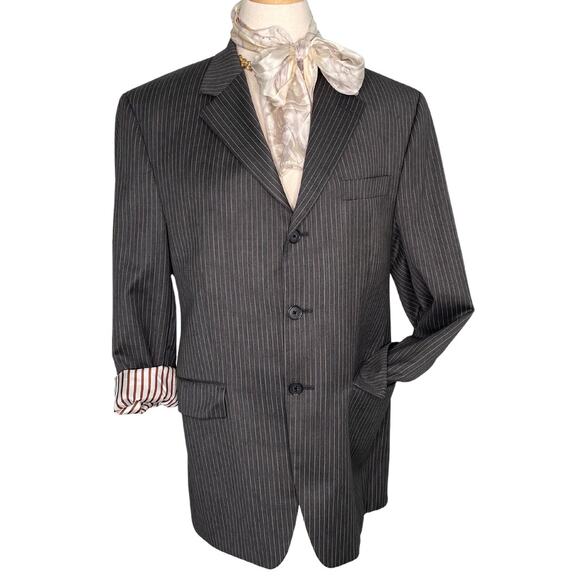 Michael Kors vintage 90s 100% wool pinstripe blazer jacket sportcoat size 38S - Picture 2 of 9